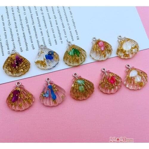 10pcs Hot Selling Resin Colorful Shell Charm Pendant for Keychain, Earring, Scrapbooking, DIY Making, Necklace