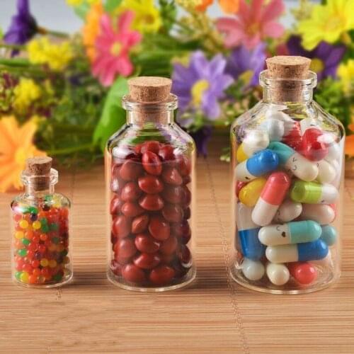1000pcs 12-110ml Glass Wishing Bottle Cork Stopper Empty Sample Jars DIY Pendants Storage Vial Wedding Home Decoration Supplies