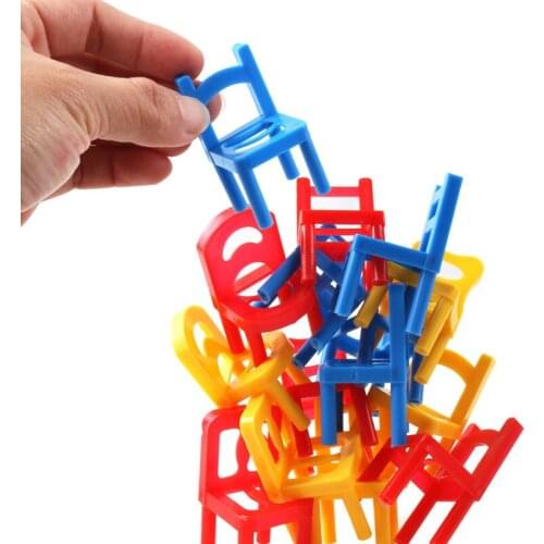 18pcs mini chair balance block plastic assembly block stacking chair parent-child interactive table game balance training toy