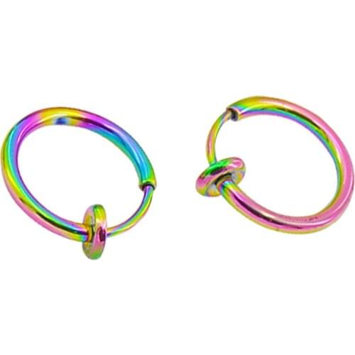 2 Pieces Fake Nose Ring Lip Ear Clip On Rainbrow Nose Lip Hoop Rings Earrings Body jewelry