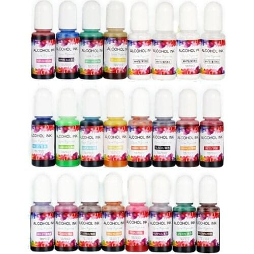 24 High Concentrated Alcohol-Base Ink Pigment Epoxy Resin Paint Colour Dye Craft Crystal Mold Soap Making Drop Ship