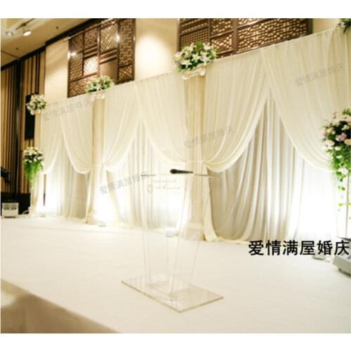3m*9m Wholesale white Wedding Backdrop with Beatiful Swag Wedding drape and curtain wedding decoration