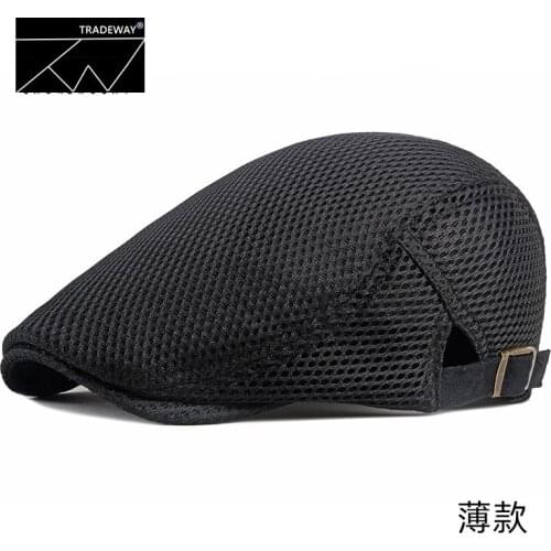 Beret Womens Summer Thin Hollow Mesh Breathable Duck Hat Mens Korean Light Plate Retro sunscreen Hat Forward Hat