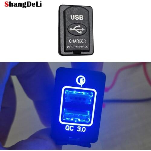 Quick 3.0 Dual Ports USB Charger Adapter Mobile Phone Charging Socket For Mitsubishi Pajero Eclipse Cross 2016 Outlander 3