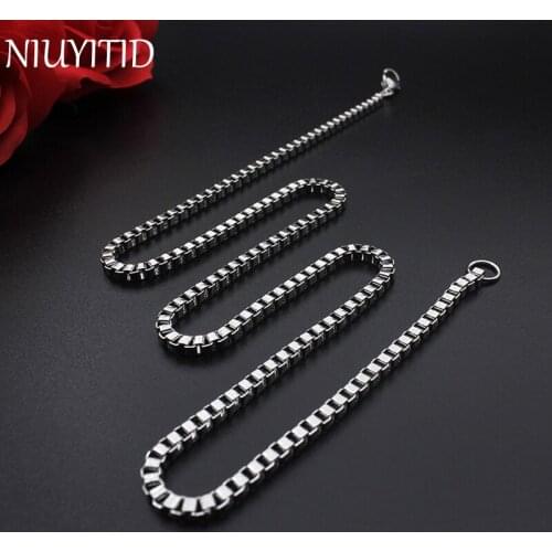 NIUYITID Wide 1.5/2.0/2.4/3.0mm Men Necklace Chain Fashion Stainless Steel Silver Color jewelry For Male Boy