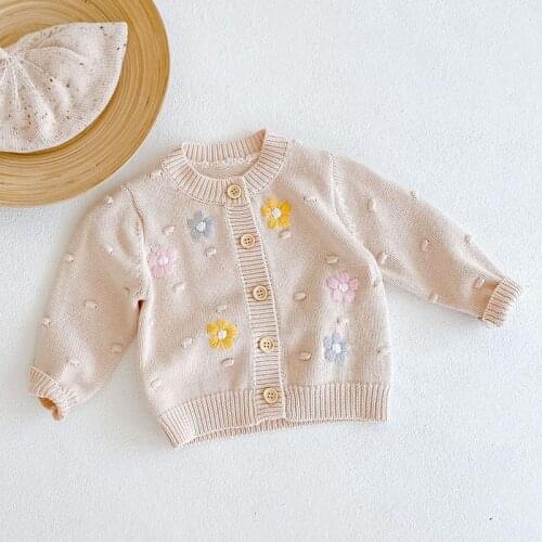 Spring Autumn Baby Girls Coat Kids Baby Girls Flower Childrens Cardigan Coat Baby Girls Long Sleeve Knit Cardigan Coat