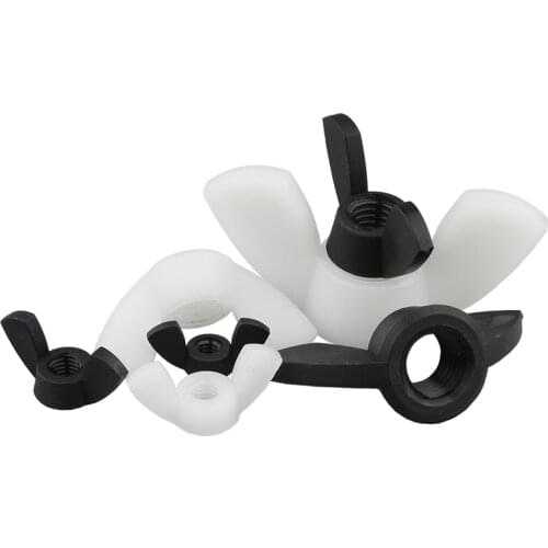 20pcs Nylon Wing Nut M4 M5 M6 M8 DIN315 Hand Tighten Nylon Nut Wingnut Black or White Butterfly Nut Ingot Plastic Wing Nuts