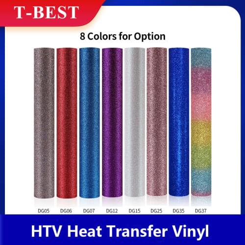 HTV Heat Transfer Vinyl 30.5cm x 1.5m/12in x 5ft Roll Iron on Vinyl Multi-Colors Glitter and Glossy Compatible with T-Shirts