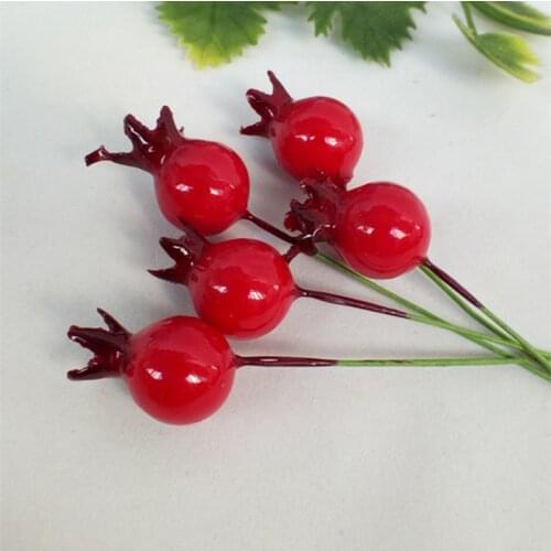 25 Pcs Artificial Flowers Stamens Red berries cherry Fake Smooth Foam Fruit for Wedding Christmas Decoration