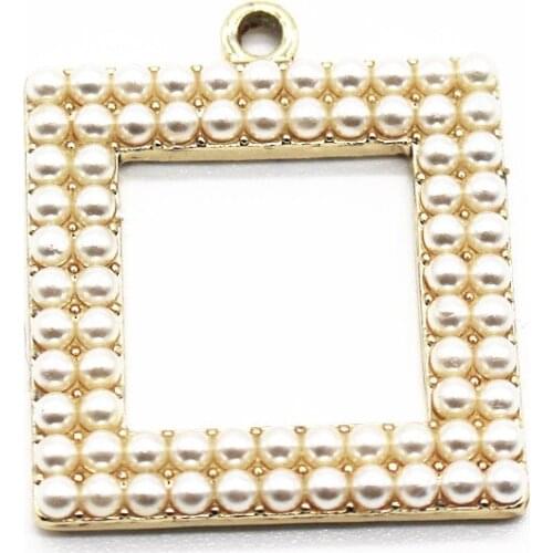 Hot selling 20pcs/lot golden square Dangle Charms Lobster Clasp Hanging Charm For Bracelet&Pendant Floating Charms Jewelry