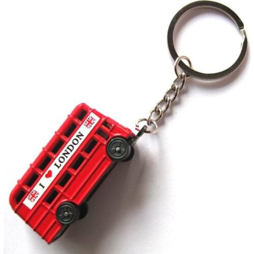 London Red Double-decker Keychain British Postbox Telephone Booth Keyfod Fashion Decoration Pendant Key Chains Jewelry Gift