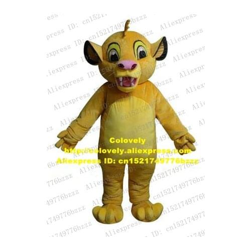 Cute Yellow Simba Lion King Simbalion Leone Mascot Costume With Ronud Yellow Tummy Shape Tooth Big Bright Eyes No.4304 Free Ship