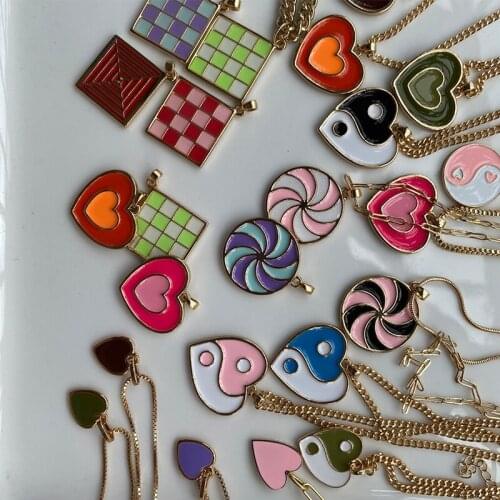 INS Trendy Colorful Cute Lollipop Candy Pendant Long Chain Necklace For Women Men Fashion Jewelry Gift