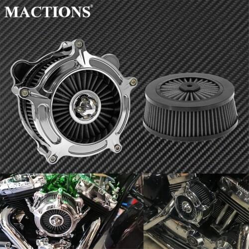 Motorcycle Chrome Air Filter + Air Cleaner Element Replacement For Harley Touring Street Glide Road King Dyna Fatboy Softail FL