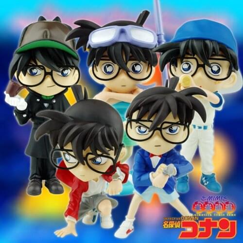 NEW ARRIVAL Japanese Anime Cartoon Detective Conan Kudo 5 Q Style PVC Model Toys Figure Christmas Gifts For Kids Free Shipping