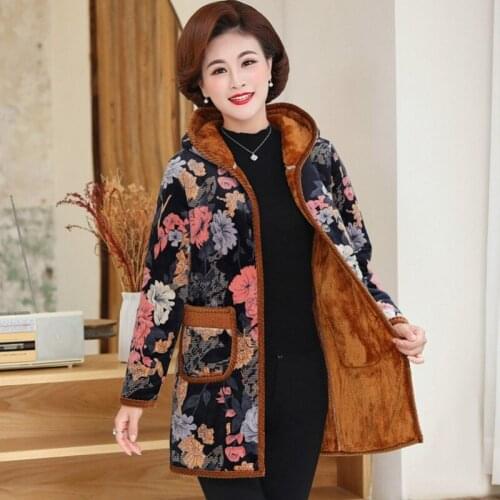 Plus Size 5XL 6XL Middle-aged Women Cotton Padded Coat New Winter Jacket Fashion Print Hooded Outerwear Thick Warm Winter Coats