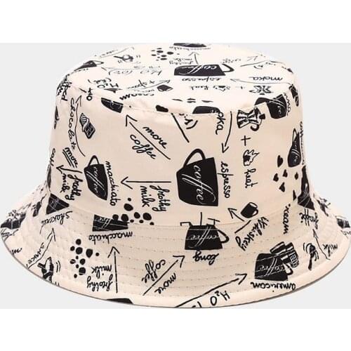 Graffiti Letters Cotton Bucket Hat Fisherman Hat Outdoor Travel Hat Sun Cap Hats for Men and Women 200