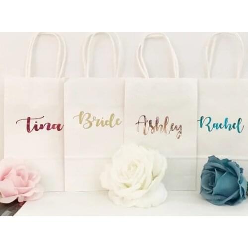 Personalized silver nam wedding bridesmaid maid of honor thank you gift bags, Bridesmaid gift bags