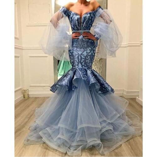 Simple but Elegant Off the Shoulder Sweetheart Pleated Puffy Long Sleeve Floor Length Prom Dresses 2019