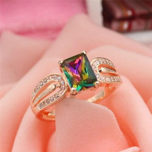 Adjustable size Engagement Wedding Rings Cubic Zirconia Rose CZ Stone Ring Jewelry Gift For Women anel Wholesale C07
