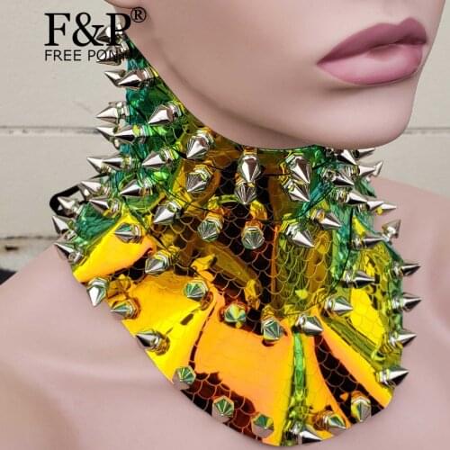 Handmade Holographic Iridescent PVC Vinyl Spike Stud Posture Collar Choker Burning Man Festival Rave Drag Queen Dancer Costume