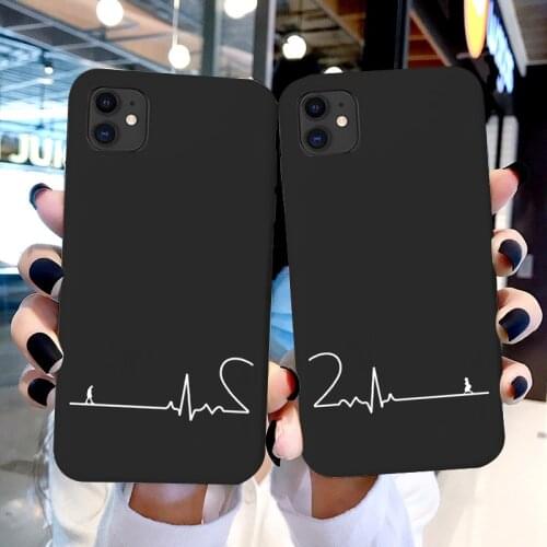 Electrocardiogram with love Couple ECG Phone Case For iPhone 12 11Pro Max X Xs max Xr 7 Plus 6S 7 8 Plus SE 2020 Silicone Cover