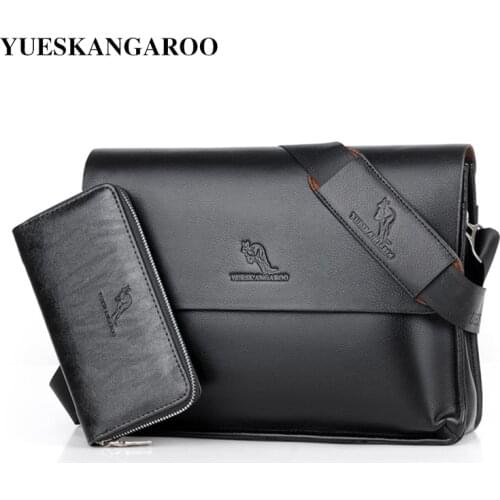 Kagaroo Luxury Brand Casual Leather Crossbody Bag For Men Messenger Bags Business A4 Shoulder Bag Male Handbags Briefcase Balck
