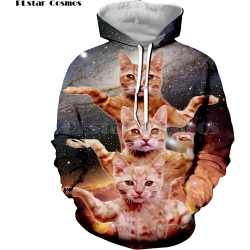 PLstar Cosmos 2019 New Womens Funny Animal Printed Clothes Streetwear Galaxy Space Cat 3D Hoodie Women Autumn Hoodies Sweatshirt