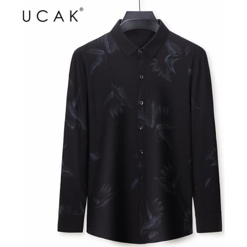 UCAK Brand Long Sleeve Shirts Men Clothing Turn-down Collar Streetwear Shirt Pull Homme Spring Autumn New Striped Clothes U6106