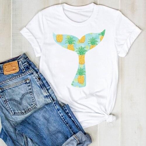 Women Lady Pineapple Short Sleeve Mermaid Fruit Beach Ladies Summer T Tee Tshirt Womens Female Top Shirt Clothes Graphic T-shirt