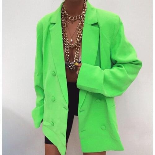 2020 Autumn Winter Female Streetwear Size Plus Clothes Women Blazers Double Breasted Blazer Long Sleeve Jacket Women Loose Coat