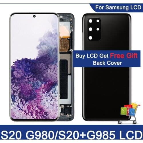 LCD For Samsung Galaxy S20 G980 G980F G980F/DS Display Touch Screen Digitizer For Samsung S20 Plus G985 G985F + Free Back Cover