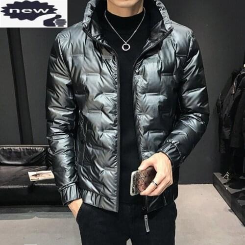 Winter Men Black Stand Collar Casual White Duck Down Short Coat Preppy Style Warm Thick Hooded Jacket Plus Size 5XL