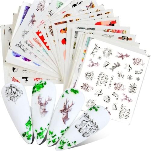 1 Sheet Flower Nail Art Sticker Decals Hollow Floral Butterfly Abstract Lady Face Water Transfer Slider DIY Manicure Decoration