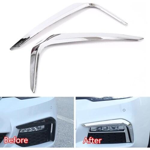 2x Car Exterior Front Fog Light Lamp Strip Trim Styling Cover Accessories For BMW 5 Series G30 530liM 2018 ABS 2 Colors