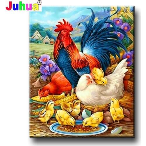 5D Diy Diamond Painting "Rooster Hen" Diamond Pictures Cross Stitch 3D Rhinestone Embroidery Mosaic cock Animals,Home Decor