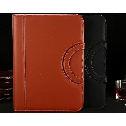 A4 Binder Folder PU Leather Portable Manager Padfolio Large Office Document Organizer Briefcase with Calculator Filing Products