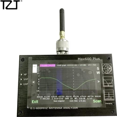 TZT Mini600 Max600 Plus HF/VHF/UHF Antenna Analyzer Scanning 0.1-600MHZ with 4.3" TFT LCD Touch Screen