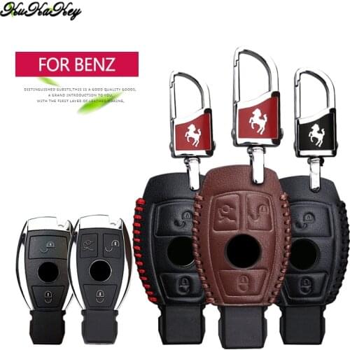 Genuine Leather Car Key Case Cover For Mercedes Benz Accessories AMG CLA GLA GLC W213 W203 W204 W211 W221 W210 Key Chain Holder