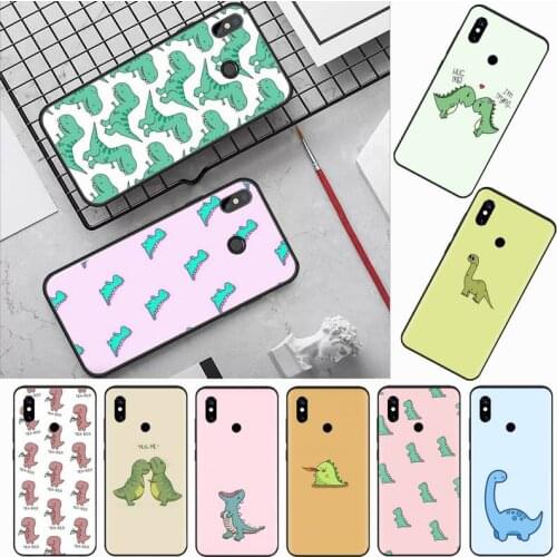 Dinosaur cartoon animal cute black Phone Case Hull For Xiaomi Redmi Note 4 4x 5 6 7 8 pro S2 PLUS 6A PRO coque shell funda hull