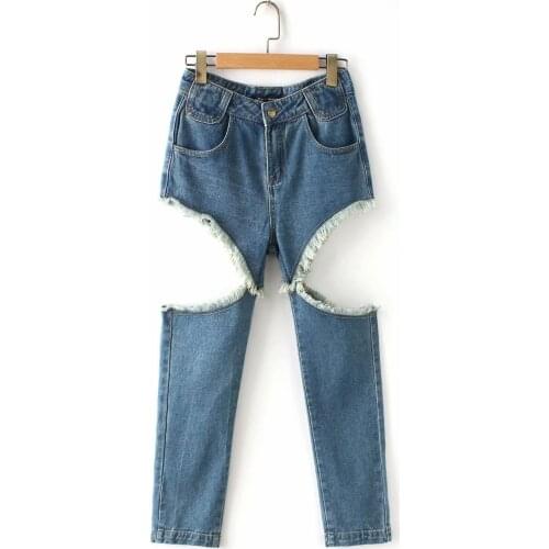 Straight Leg Jeans Trousers with Pockets Womens High Waist Ripped Jeans for Women Denim Plus Size Jeans with Holes Jeans 2020