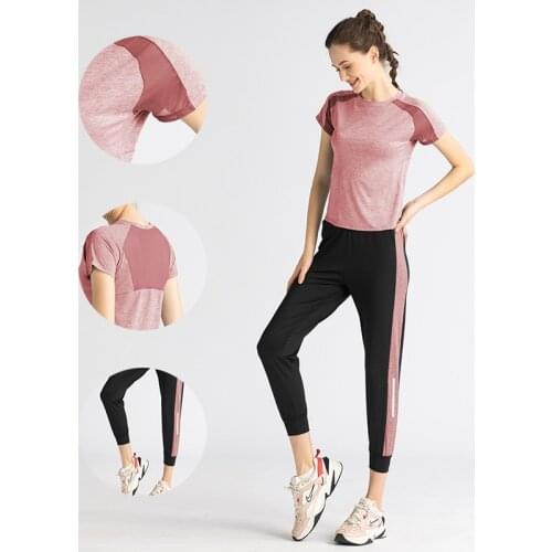 Yoga Set Loose T Shirt+Pants Women yoga 2 piece Set Mesh Fitness Gym Suit Outdoor Sportswear Clothing Running Sets Plus Size 3XL