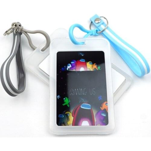 Cute Game Crewmate Card Cover Key Chain Card Bag Bank Credit Card Holder Plastic Student ID Bus Card Sleeve Protect Gift