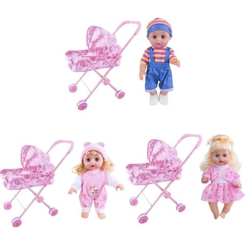 Doll Stroller Toy Simulation Girls Gift For Pretend Game with Music Age 3