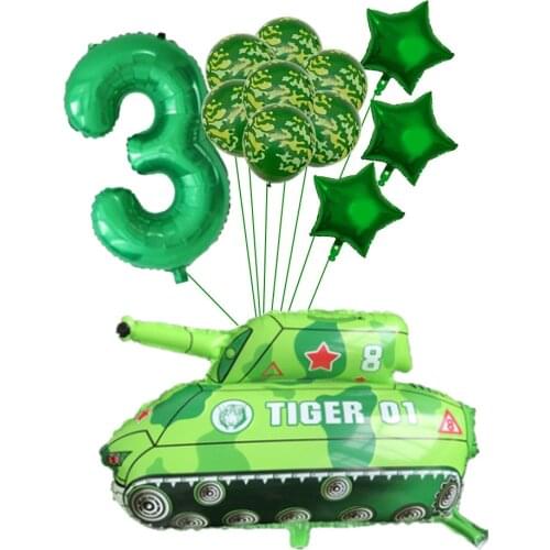 12pcs/lot Green Camouflage Balloons Set Large Tank Balloon Happy Birthday Military Theme Party Decoration Kids Gift Boys Toys