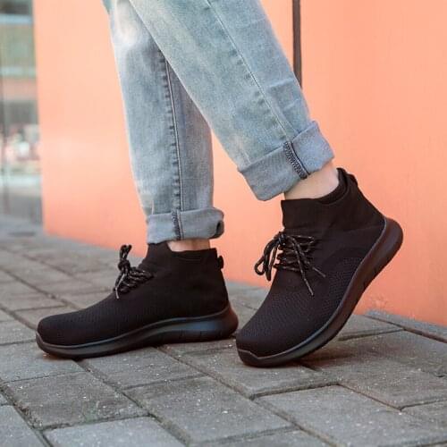 NIDENGBAO Mens Causal Shoes High Top Sneakers Breathable Knit Mens Shoes Lightweight Non-Slip Driving Loafers Shoes Male 40-50