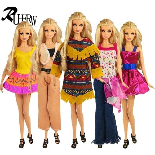 2020 New Fashion short dress High quality outer wear clothing for barbie doll 5 pcs / lot best gift for kids