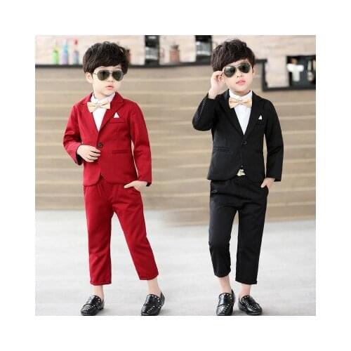New childrens clothing suit spring and autumn 4-8 years old boy small suit childrens cotton suit two-piece wedding host dress