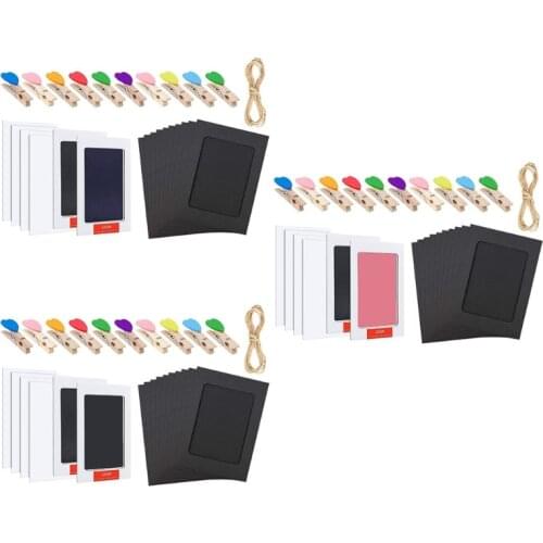 Newborn Baby Footprint Handprint Kit Durable Safe Nontoxic Ink Pad Imprint Cards Wooden Clips Hemp Rope Infants Souvenirs Toys G