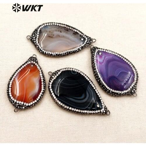 NP340 WKT New Arrival Water Drop Shape Pendant With Colorful Natural Stone Double Hook Connector For Women Jewelry Design